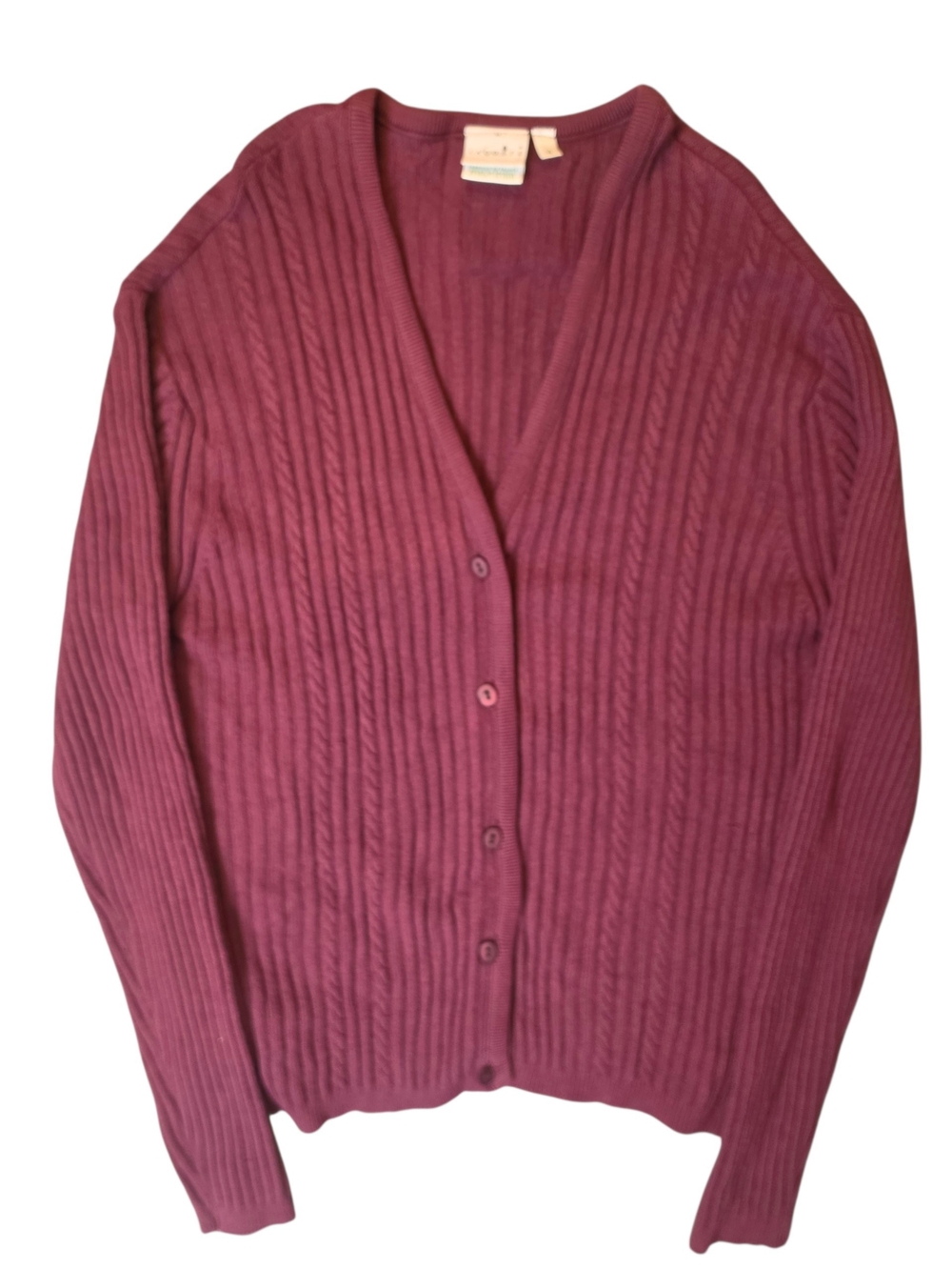 Lacoste Vintage Burgundy Ribbed Knit Cardigan Sweater Size 4 / FR 36 Small